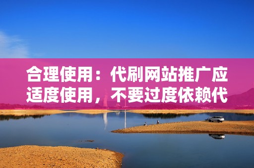 合理使用：代刷网站推广应适度使用，不要过度依赖代刷，以免损害品牌形象或违反平台规则。