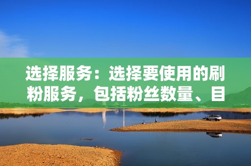 选择服务：选择要使用的刷粉服务，包括粉丝数量、目标受众和交付时间。