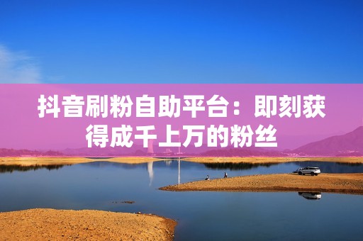 抖音刷粉自助平台：即刻获得成千上万的粉丝