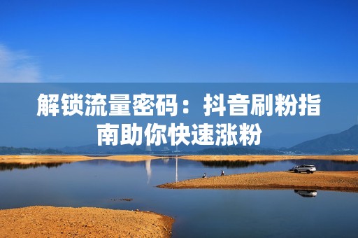 解锁流量密码：抖音刷粉指南助你快速涨粉