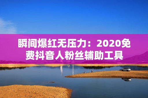 瞬间爆红无压力：2020免费抖音人粉丝辅助工具