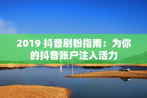 2019 抖音刷粉指南：为你的抖音账户注入活力