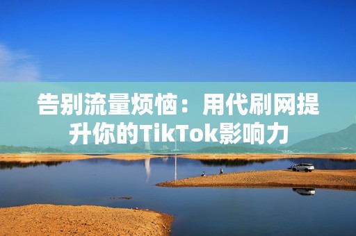 告别流量烦恼：用代刷网提升你的TikTok影响力