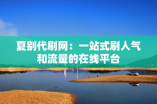 夏别代刷网：一站式刷人气和流量的在线平台