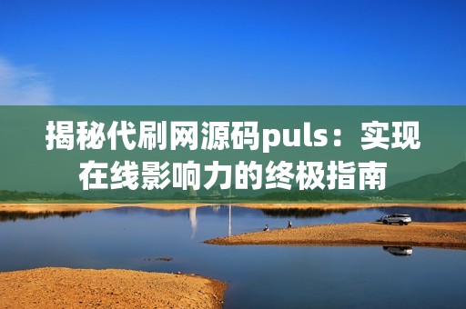 揭秘代刷网源码puls：实现在线影响力的终极指南