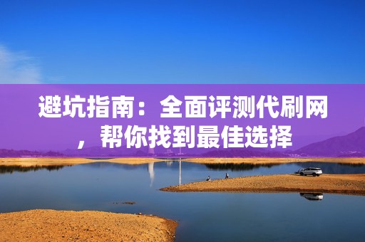 避坑指南：全面评测代刷网，帮你找到最佳选择