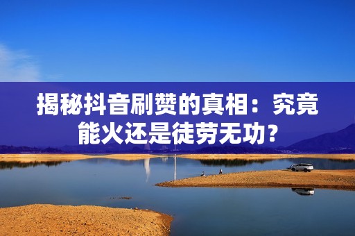 揭秘抖音刷赞的真相：究竟能火还是徒劳无功？