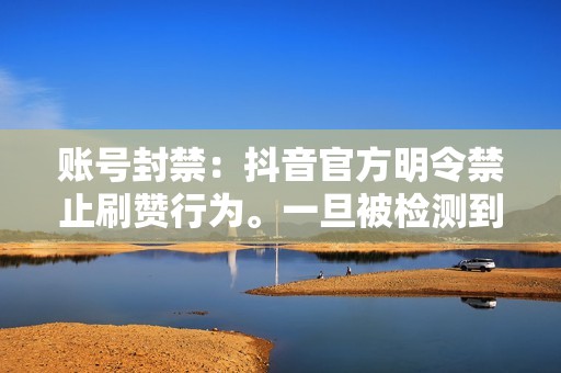 账号封禁：抖音官方明令禁止刷赞行为。一旦被检测到刷赞，平台可能会封禁账号。