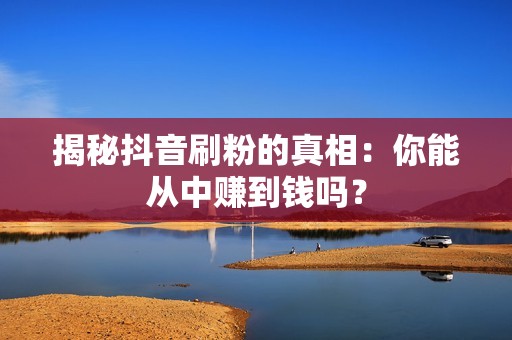 揭秘抖音刷粉的真相：你能从中赚到钱吗？