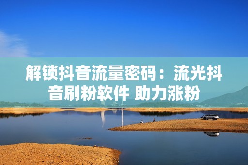 解锁抖音流量密码：流光抖音刷粉软件 助力涨粉