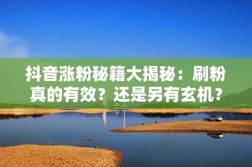 抖音涨粉秘籍大揭秘：刷粉真的有效？还是另有玄机？