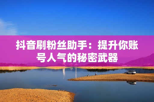 抖音刷粉丝助手：提升你账号人气的秘密武器