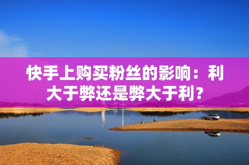 快手上购买粉丝的影响：利大于弊还是弊大于利？