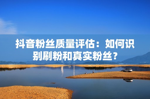 抖音粉丝质量评估：如何识别刷粉和真实粉丝？