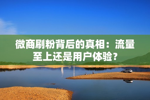 微商刷粉背后的真相：流量至上还是用户体验？