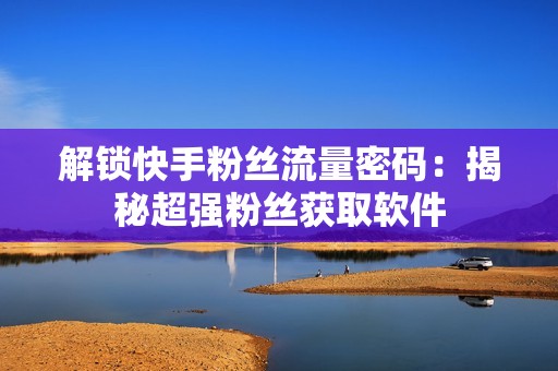 解锁快手粉丝流量密码：揭秘超强粉丝获取软件