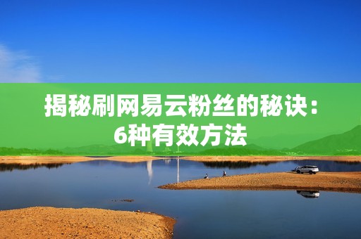 揭秘刷网易云粉丝的秘诀：6种有效方法