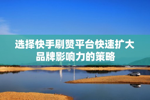 选择快手刷赞平台快速扩大品牌影响力的策略