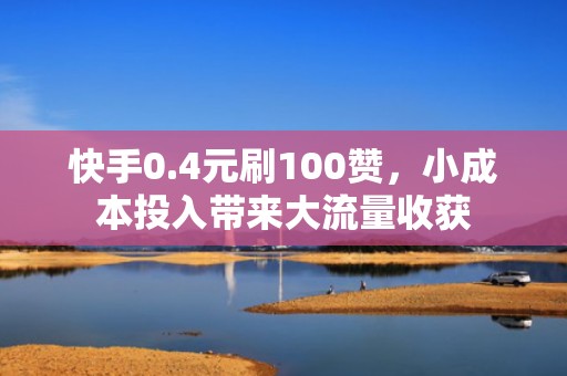 快手0.4元刷100赞，小成本投入带来大流量收获