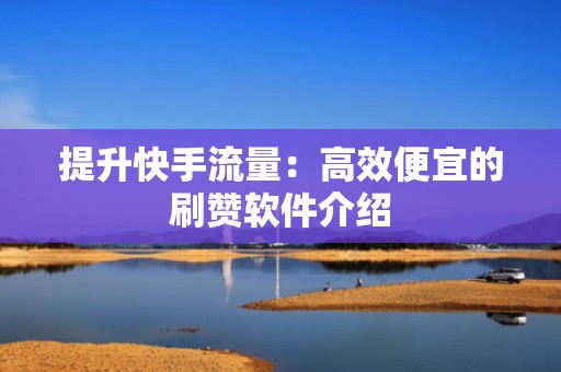 提升快手流量：高效便宜的刷赞软件介绍