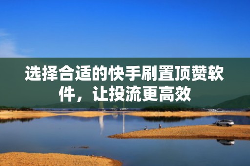 选择合适的快手刷置顶赞软件，让投流更高效
