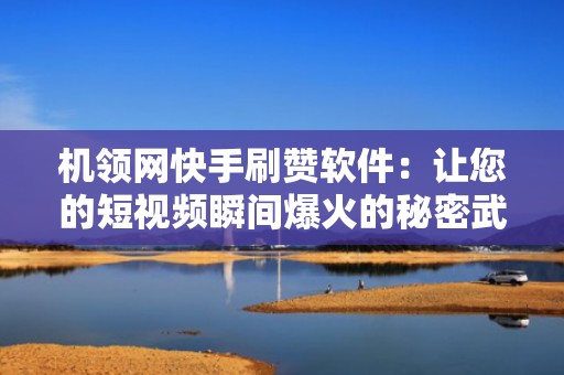 机领网快手刷赞软件：让您的短视频瞬间爆火的秘密武器