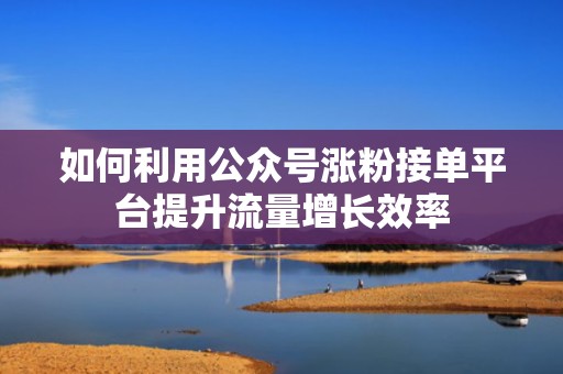 如何利用公众号涨粉接单平台提升流量增长效率