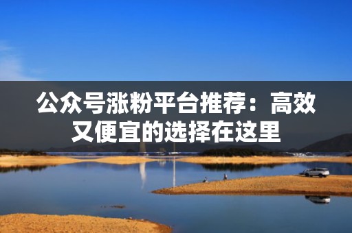 公众号涨粉平台推荐：高效又便宜的选择在这里