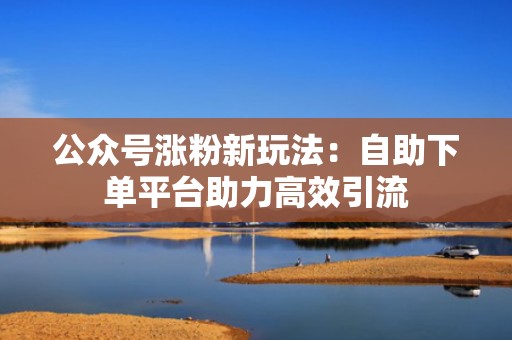 公众号涨粉新玩法：自助下单平台助力高效引流