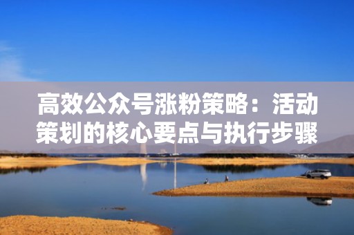 高效公众号涨粉策略：活动策划的核心要点与执行步骤详解！