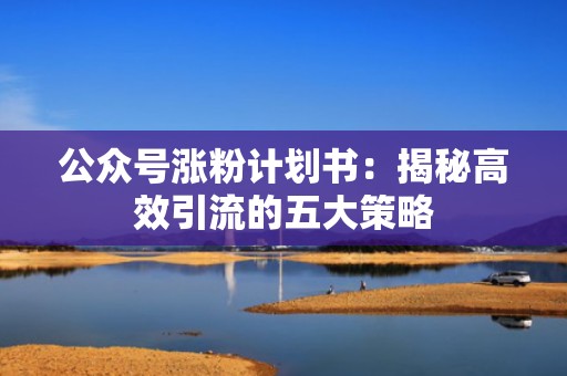 公众号涨粉计划书：揭秘高效引流的五大策略