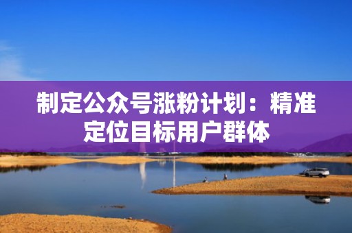 制定公众号涨粉计划：精准定位目标用户群体