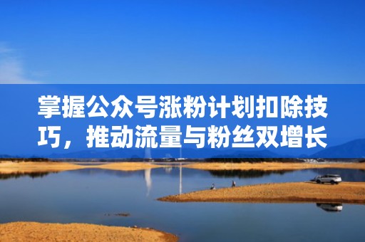 掌握公众号涨粉计划扣除技巧，推动流量与粉丝双增长