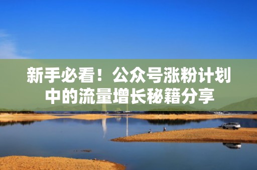 新手必看!公众号涨粉计划中的流量增长秘籍分享 新手必看!公众号涨粉计划中的流量增长秘籍分享