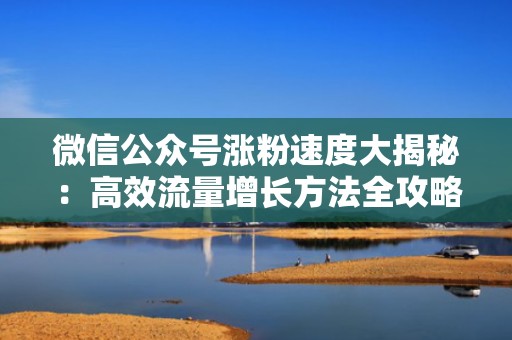 微信公众号涨粉速度大揭秘：高效流量增长方法全攻略