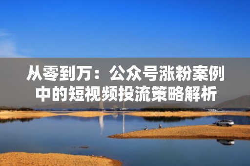 从零到万：公众号涨粉案例中的短视频投流策略解析