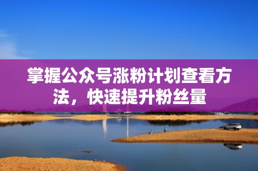 掌握公众号涨粉计划查看方法，快速提升粉丝量