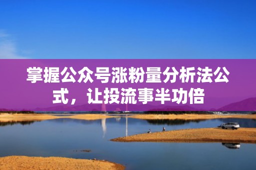 掌握公众号涨粉量分析法公式,让投流事半功倍 掌握公众号涨粉量分析法公式,让投流事半功倍