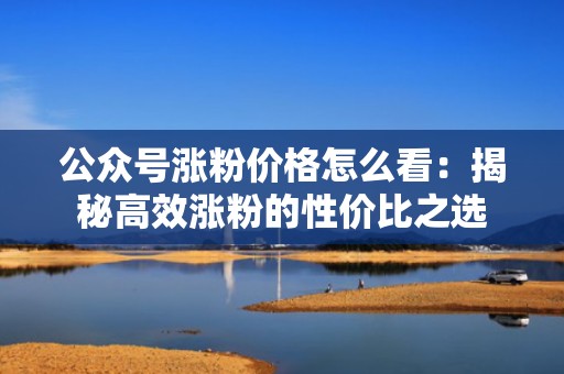 公众号涨粉价格怎么看:揭秘高效涨粉的性价比之选 公众号涨粉价格怎么看:揭秘高效涨粉的性价比之选