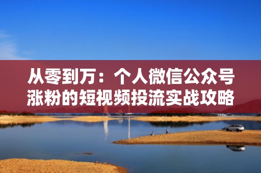 从零到万:个人微信公众号涨粉的短视频投流实战攻略 从零到万:个人微信公众号涨粉的短视频投流实战攻略