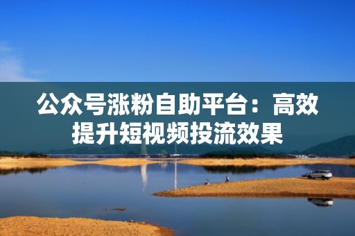 公众号涨粉自助平台：高效提升短视频投流效果