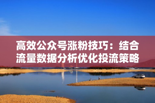 高效公众号涨粉技巧:结合流量数据分析优化投流策略 高效公众号涨粉技巧:结合流量数据分析优化投流策略