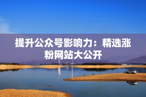 提升公众号影响力：精选涨粉网站大公开