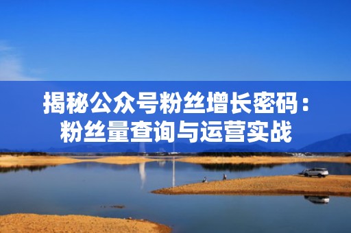 揭秘公众号粉丝增长密码：粉丝量查询与运营实战