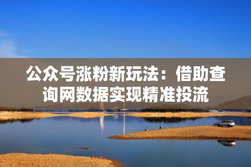 公众号涨粉新玩法:借助查询网数据实现精准投流 公众号涨粉新玩法:借助查询网数据实现精准投流