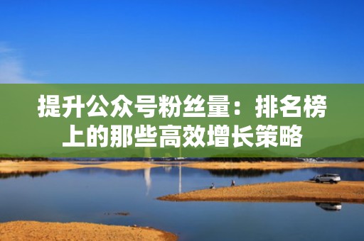 提升公众号粉丝量:排名榜上的那些高效增长策略 提升公众号粉丝量:排名榜上的那些高效增长策略