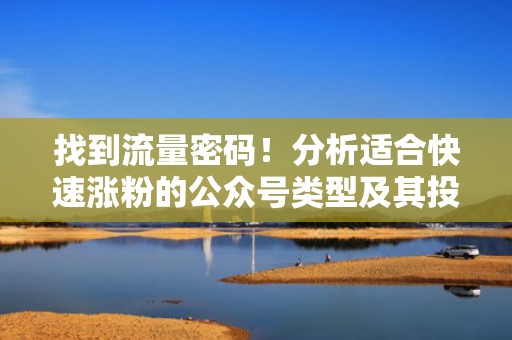 找到流量密码!分析适合快速涨粉的公众号类型及其投流策略 找到流量密码!分析适合快速涨粉的公众号类型及其投流策略