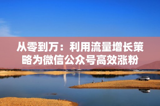 从零到万:利用流量增长策略为微信公众号高效涨粉 从零到万:利用流量增长策略为微信公众号高效涨粉