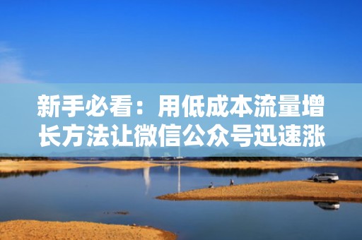 新手必看：用低成本流量增长方法让微信公众号迅速涨粉