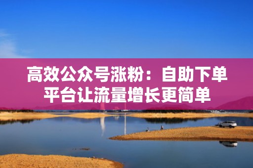 高效公众号涨粉：自助下单平台让流量增长更简单